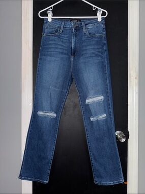 Just Black Denim Straight Stretch Jeans Knee Slits Size: 29 Inseam: 27”